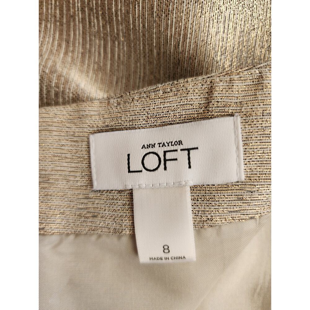 Ann Taylor LOFT Womens Size 8 Dazzling Gold Lined Pencil Skirt Festive - Picture 7 of 8